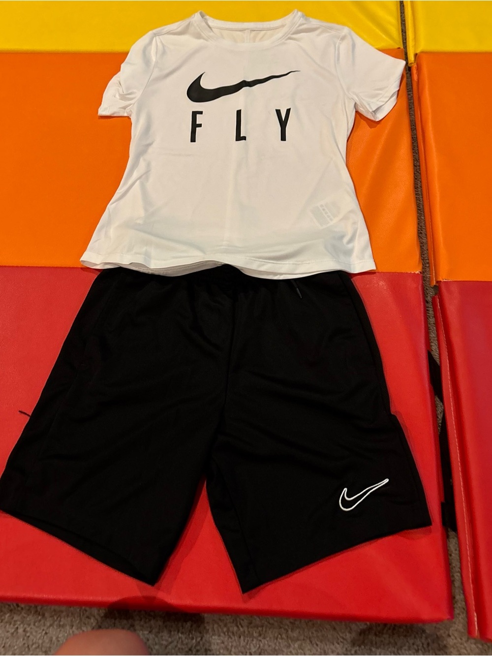 Nike Kids' Black Athletic Shorts with White Logo